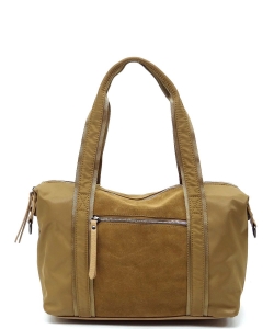 Real Suede Leather 2-Way Satchel CJF117 TAUPE